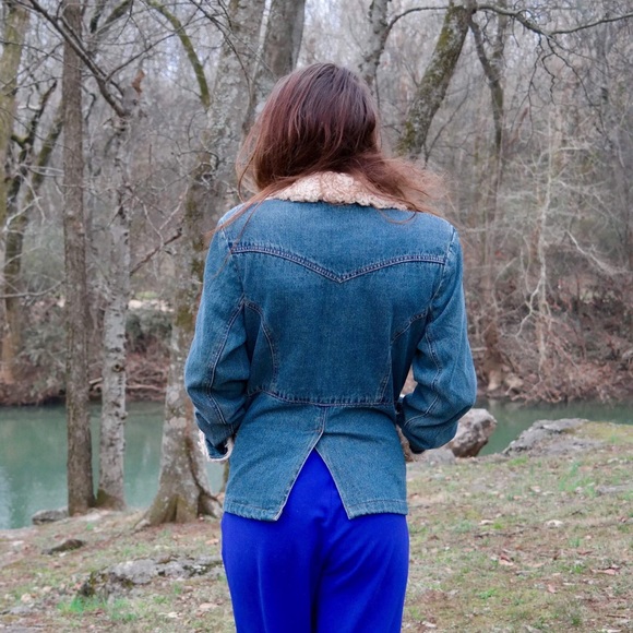 Vintage Penny Lane Denim Shaggy Fur Coat - Picture 3 of 3